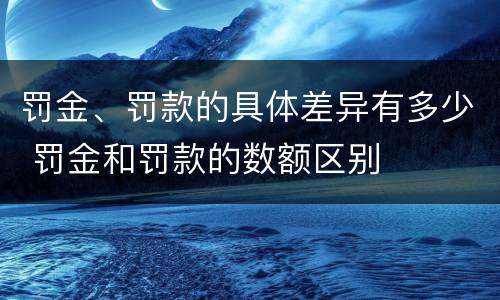 罚金、罚款的具体差异有多少 罚金和罚款的数额区别