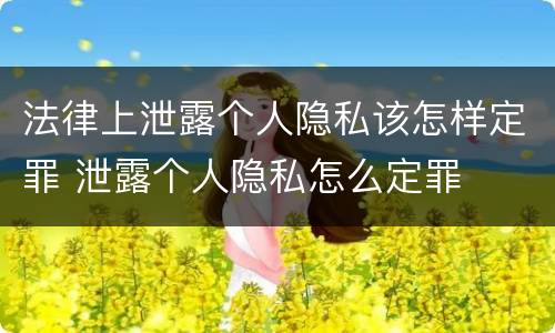 法律上泄露个人隐私该怎样定罪 泄露个人隐私怎么定罪