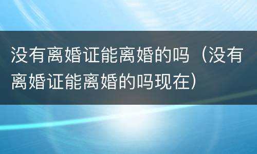 没有离婚证能离婚的吗（没有离婚证能离婚的吗现在）