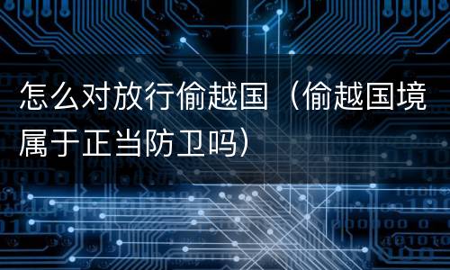 怎么对放行偷越国（偷越国境属于正当防卫吗）
