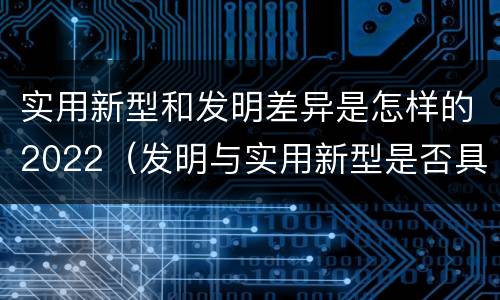 实用新型和发明差异是怎样的2022（发明与实用新型是否具有实用性）