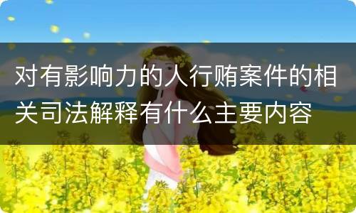 对有影响力的人行贿案件的相关司法解释有什么主要内容