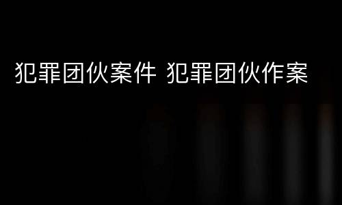 犯罪团伙案件 犯罪团伙作案
