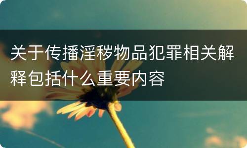 关于传播淫秽物品犯罪相关解释包括什么重要内容