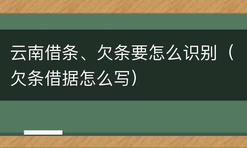 云南借条、欠条要怎么识别（欠条借据怎么写）