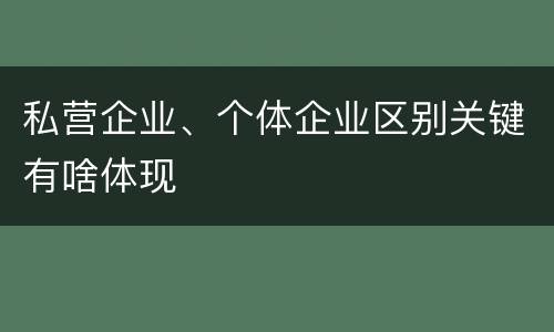 私营企业、个体企业区别关键有啥体现