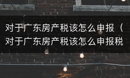 对于广东房产税该怎么申报（对于广东房产税该怎么申报税款）