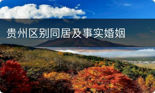 贵州区别同居及事实婚姻