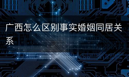 广西怎么区别事实婚姻同居关系