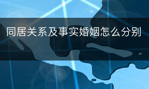 同居关系及事实婚姻怎么分别