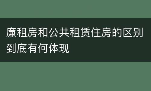 廉租房和公共租赁住房的区别到底有何体现