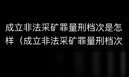 成立非法采矿罪量刑档次是怎样（成立非法采矿罪量刑档次是怎样定的）