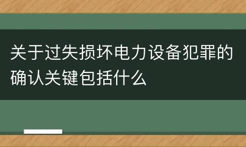 关于过失损坏电力设备犯罪的确认关键包括什么