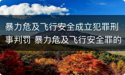 暴力危及飞行安全成立犯罪刑事判罚 暴力危及飞行安全罪的构成要件