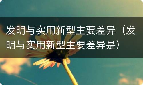 发明与实用新型主要差异（发明与实用新型主要差异是）