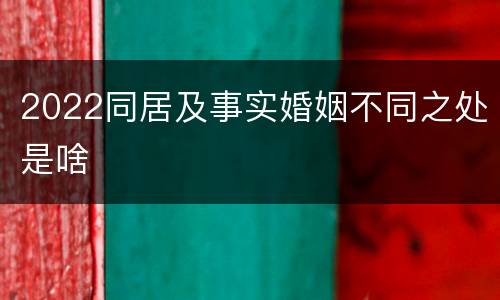 2022同居及事实婚姻不同之处是啥