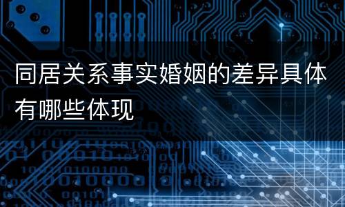 同居关系事实婚姻的差异具体有哪些体现