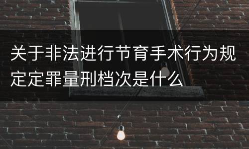 关于非法进行节育手术行为规定定罪量刑档次是什么
