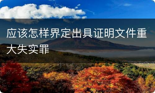 应该怎样界定出具证明文件重大失实罪