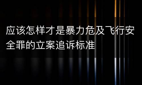 应该怎样才是暴力危及飞行安全罪的立案追诉标准