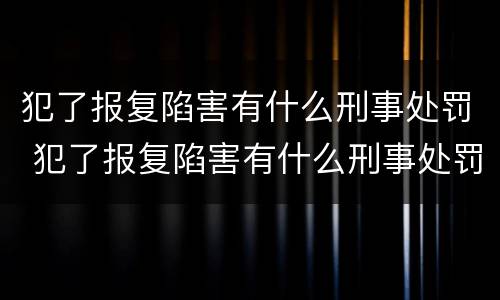 犯了报复陷害有什么刑事处罚 犯了报复陷害有什么刑事处罚吗