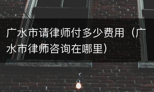 广水市请律师付多少费用（广水市律师咨询在哪里）