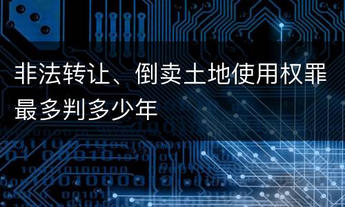 非法转让、倒卖土地使用权罪最多判多少年
