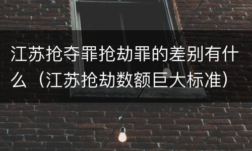 江苏抢夺罪抢劫罪的差别有什么（江苏抢劫数额巨大标准）