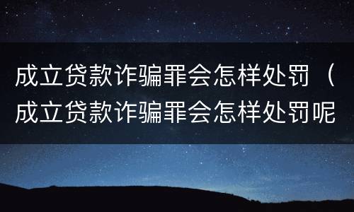 成立贷款诈骗罪会怎样处罚(成立贷款诈骗罪会怎样处罚呢)