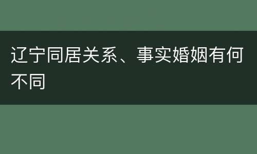 辽宁同居关系、事实婚姻有何不同