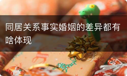 同居关系事实婚姻的差异都有啥体现