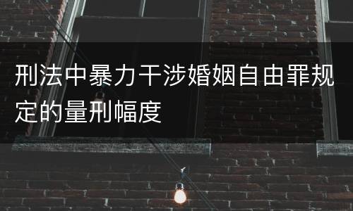 刑法中暴力干涉婚姻自由罪规定的量刑幅度