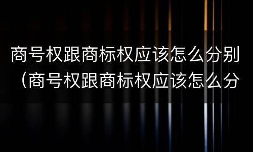 商号权跟商标权应该怎么分别（商号权跟商标权应该怎么分别使用）