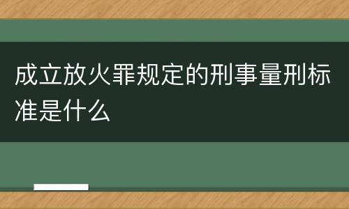 成立放火罪规定的刑事量刑标准是什么