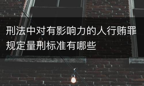 刑法中对有影响力的人行贿罪规定量刑标准有哪些