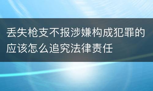 丢失枪支不报涉嫌构成犯罪的应该怎么追究法律责任