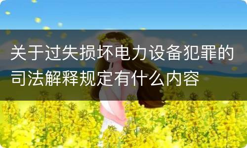 关于过失损坏电力设备犯罪的司法解释规定有什么内容