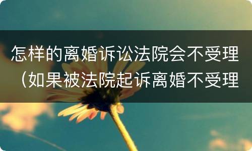 怎样的离婚诉讼法院会不受理（如果被法院起诉离婚不受理会怎样）