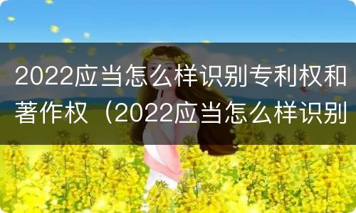 2022应当怎么样识别专利权和著作权（2022应当怎么样识别专利权和著作权证书）