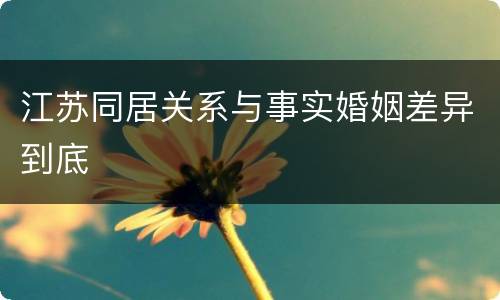 江苏同居关系与事实婚姻差异到底