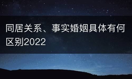 同居关系、事实婚姻具体有何区别2022