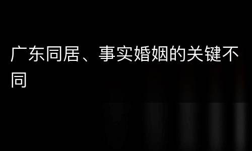 广东同居、事实婚姻的关键不同