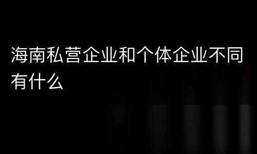 海南私营企业和个体企业不同有什么