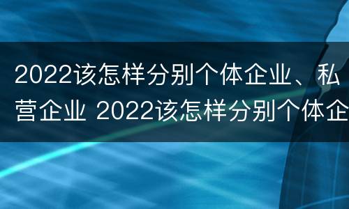 2022该怎样分别个体企业、私营企业 2022该怎样分别个体企业,私营企业呢