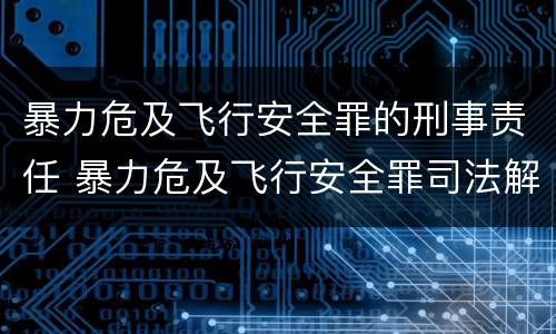 暴力危及飞行安全罪的刑事责任 暴力危及飞行安全罪司法解释