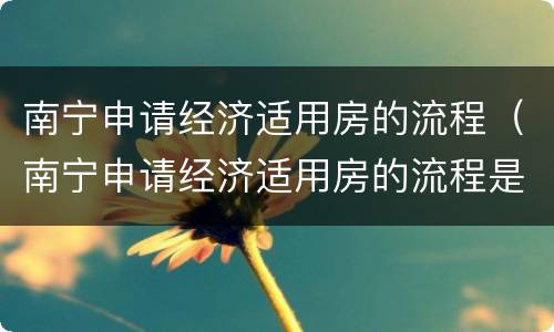 南宁申请经济适用房的流程（南宁申请经济适用房的流程是什么）