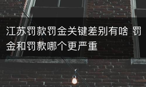 江苏罚款罚金关键差别有啥 罚金和罚款哪个更严重