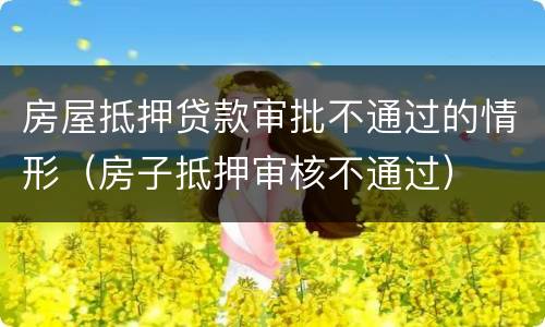 房屋抵押贷款审批不通过的情形（房子抵押审核不通过）