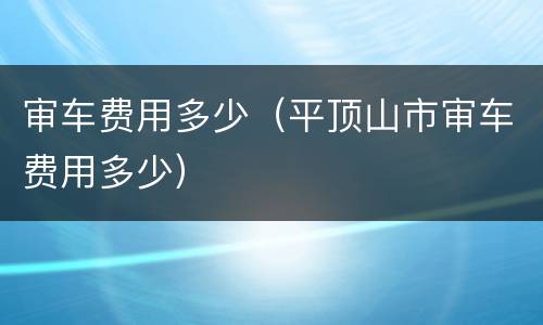 审车费用多少（平顶山市审车费用多少）