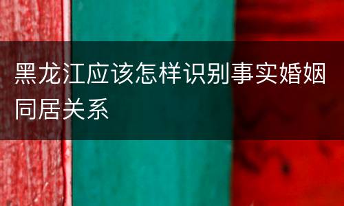 黑龙江应该怎样识别事实婚姻同居关系